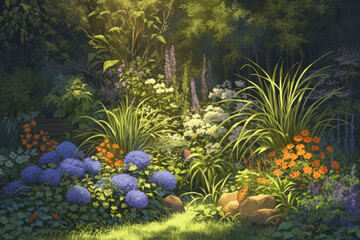 Flowery meadow illustration background