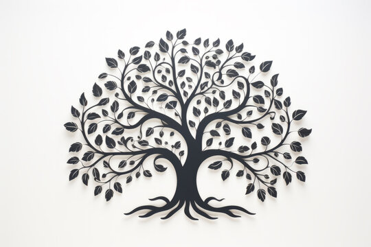 Paper cut tree on white background