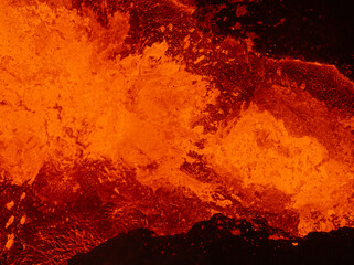 Aerial view of the texture of a solidifying lava field, close-up - 768739764