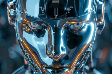a close up of a robot face - obrazy, fototapety, plakaty