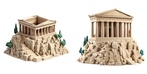 set of acropolis isolated on transparent background