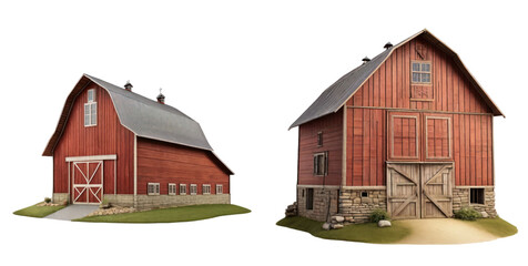 set of barn isolated on transparent background