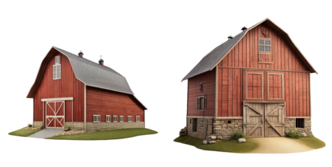 set of barn isolated on transparent background