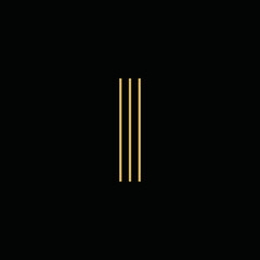 Simple I Logo With Gold Color Straight Lines and Black Background