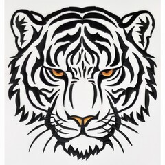 A drawing of a tiger with orange eyes