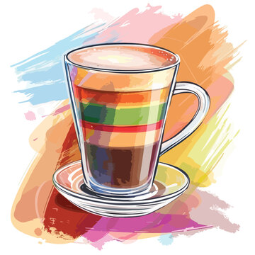 Color crayon stripe cartoon transparent glass cup 