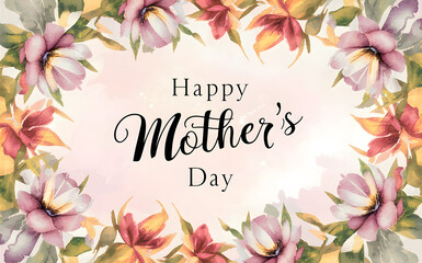 A colorful floral design with the words "Happy Mother's Day" written in cursive, Mother,s Day poster, generative ai