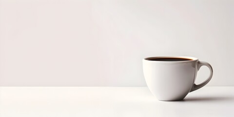 Obraz na płótnie Canvas Freshly Brewed Black Coffee in Minimalist White Mug on Clean Backdrop