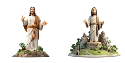 set of christ the king statue isolated on transparent background
