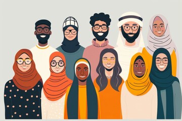 Group of People Wearing Headscarves and Scarves - obrazy, fototapety, plakaty