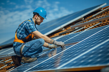 This photo captures the moment the solar panels were installed on the roof. It is emphasized that the solar power plant is currently in operation. It is an artful combination of architectural elements