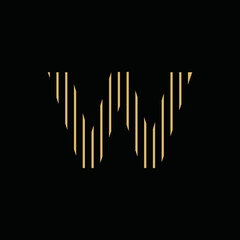 Simple W Logo With Gold Color Straight Lines and Black Background