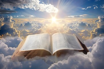 Heavenly Word of God Revealed Through Radiant Biblical Scripture - obrazy, fototapety, plakaty