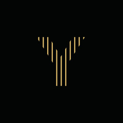 Simple Y Logo With Gold Color Straight Lines and Black Background