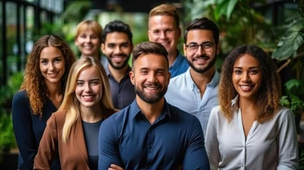 Foto op Plexiglas United Team of Young Professionals - Office Portrait of a Diverse Company Staff Generative AI © Alex