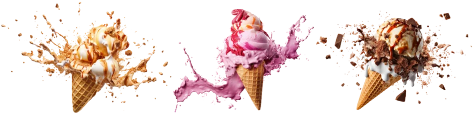 Foto auf Alu-Dibond Set of delicious ice cream explosions, cut out © Yeti Studio