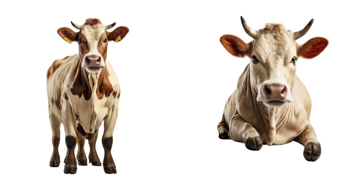 set of cow isolated on transparent background