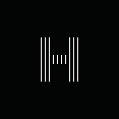 Simple H Logo With White Color Straight Lines and Black Background