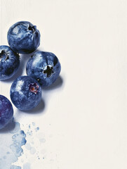 Artistic illustration of blueberries with watercolor texture.