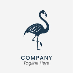 flamingo bird logo design template
