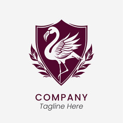 flamingo bird logo design template