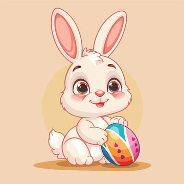 Cute easter bunny happy adorable cartoon vector 