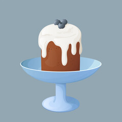 Easter cupcake with icing hand drawn in cartoon style