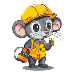 Cute mouse worker cartoon cartoon vector illustration