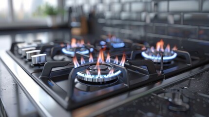 Close Up of Gas Stove Flames