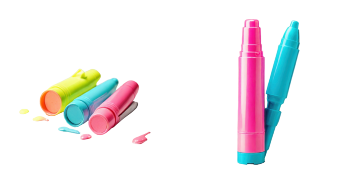 set of highlighter isolated on transparent background