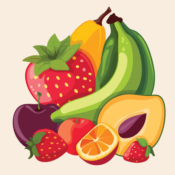 Delicious and fresh fruit cartoon vector illustrati