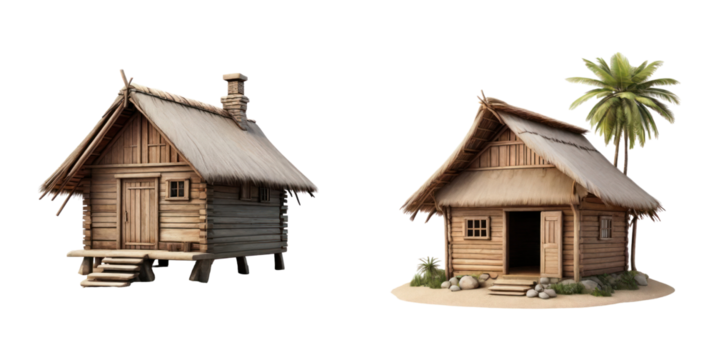 set of hut isolated on transparent background