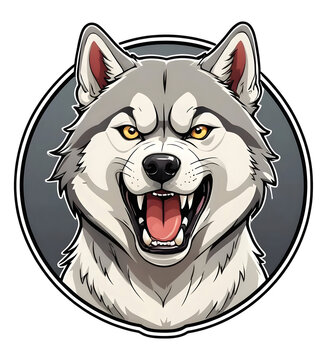 Cartoon Siberian Husky. Perfect for stickers, t-shirts or Design templates. Generative AI. V21