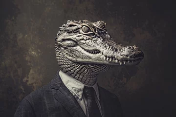 Fototapeten a crocodile head in a suit © Georgeta
