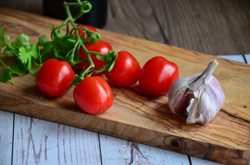 fresh vegetables on a wooden board