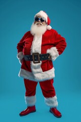 santa claus, shooting on unicolor background, marketing poster