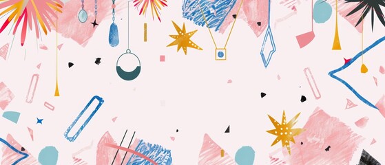 Fireworks background for Fourth of July card. Modern illustration with handwritten letters.