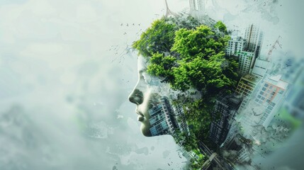 Sustainable environment concept. The image depicts human thinking towards preserving nature. World environment day, earth day and climate change.