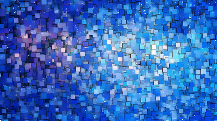 Digital blue glitter square mosaic abstract graphic poster web page PPT background