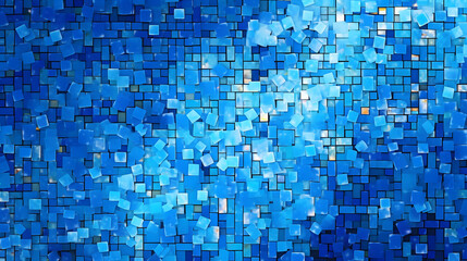 Digital blue glitter square mosaic abstract graphic poster web page PPT background