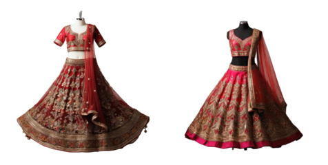 set of lehenga isolated on transparent background