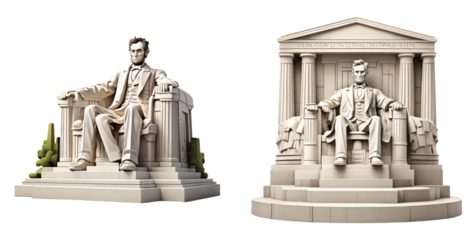 set of lincoln memorial isolated on transparent background