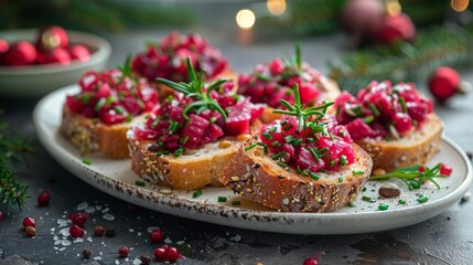 White Plate With Cranberry Brusbee on Table