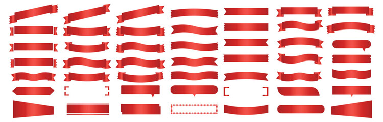 a huge set of ribbons and banners. Volumetric gradient red shapes for advertising, banners, invitations, booklets, sale