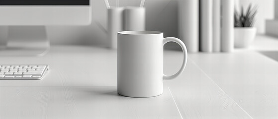 Fototapeta na wymiar Minimalist Mug Design: A Blank Canvas for Creative Branding, Set Against a Scandinavian Backdrop