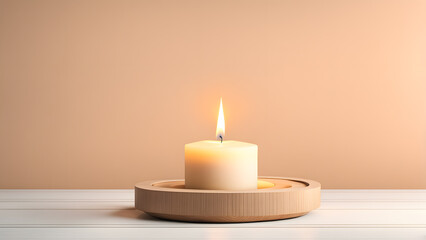 Obraz na płótnie Canvas Meditation Template 3D Burning Candle for Inner Peace, Serenity, and Spiritual Enlightenment