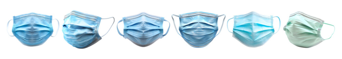 3D Rendering Pack of a Surgical Face Mask on Transparent Background - Ai Generated