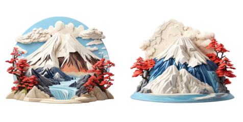 set of fuji isolated on transparent background