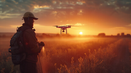 The Future is Green: Drones Nurture Lush Farmland from Above,generated by IA