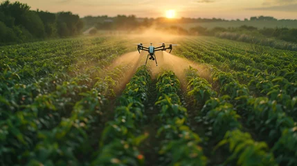 Fototapete Rund Farming of the Future: Drone Technology Revolutionizes Irrigation ,generated by IA © Marcio